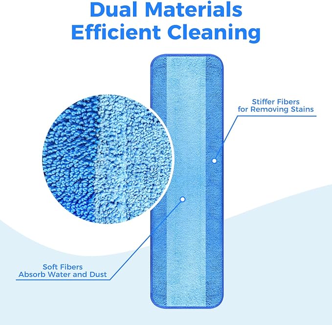 4-Pack Microfiber Cleaning Pads, 18-Inch Microfiber Mop Pads Compatible with Bona Mop, Washable and Reusable Mop Pad Refills for Hardwood Tile Laminate Floors