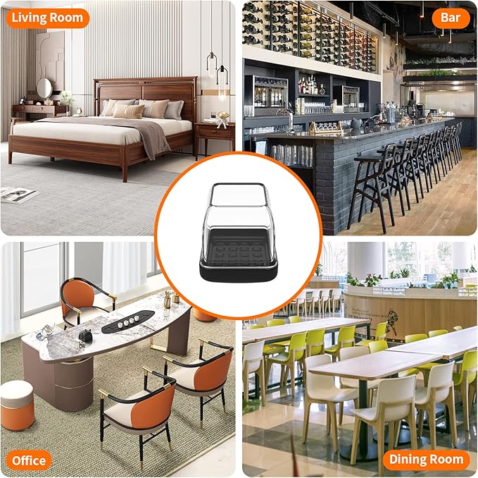 Ezprotekt 24 Pcs Chair Leg Sliders for Carpet, Square Clear Chair Glides Teflon Furniture Pads, Bar Stool Leg Protectors Caps for Rug - for Dining Table, Couch, Patio Legs (M Fit: 0.75" - 1")