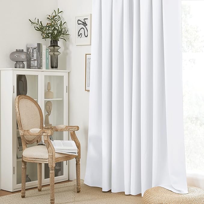 RYB HOME Curtains for Bedroom 72 inches Long, Blackout Thermal Insulating Window Treatment Drapes for Living Room Bathroom Basement Laundry Classroom, W 34 x L 72, Pure White, 2 Panels