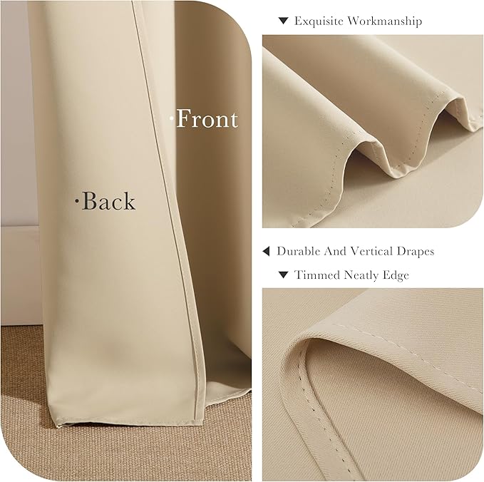 PONY DANCE RV Curtains 24 inch Length, Short Drapes for Bathroom Kitchen, Privacy Mini Camper Curtains for Kids Nursery Bunk Small Windows(2 Panels, W 29 x L 24 inches, Biscotti Beige)
