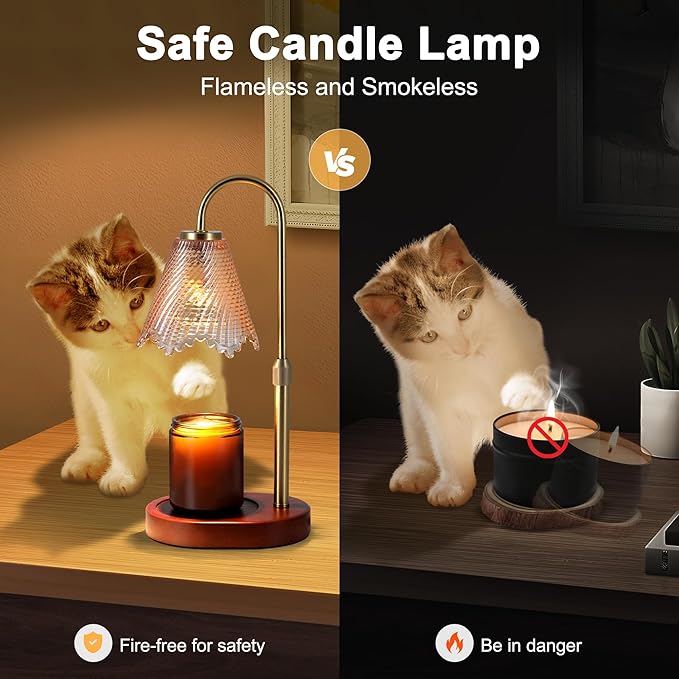 Candle Warmer lamp with Timer & Dimmer Birthday Gifts for Women Mom, House Warming Gifts New Home Decor, Wax Melt Warmer for Jar Candles, Home Bedroom Decor with 2 Bulbs(Leafy Amber)