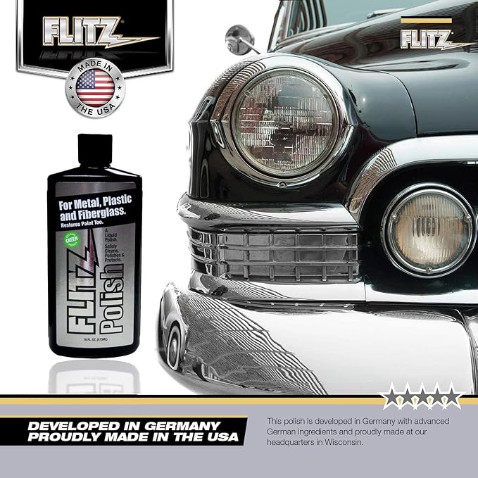Flitz Multi Purpose Metal Polish Liquid - 3.4oz Bottle of USA-Made Tarnish Remover - For Aluminum, Chrome, Brass, Nickel, Silver - Non-Abrasive Metal Cleaner and Polish, Restorer (12 Pack)