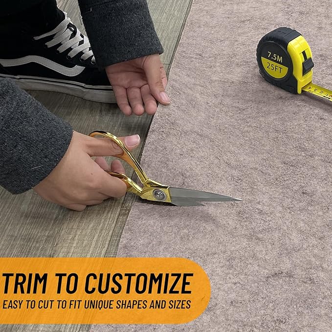 Ottomanson 8' x 9' Non-Slip Rug Pad Gripper 1/4 Inch Thick Dual Surface Felt + Rubber Gripper - Safe for All Floors, Brown