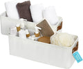 OrganiHaus Narrow Storage Bins 15x06in, Small Closet Bins for Shelves, Bathroom Storage Baskets for Shelves, Narrow Baskets, Fabric Organizer with Handles, Toilet Paper Organizer - 2 Pack, Off-White