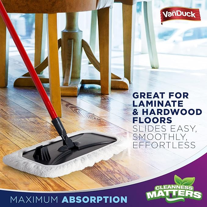 VanDuck 100% Cotton Terry Mop Pads 15x8 Inches 3-Pack, Terry Cloth Mop Covers (Handle is Not Included)