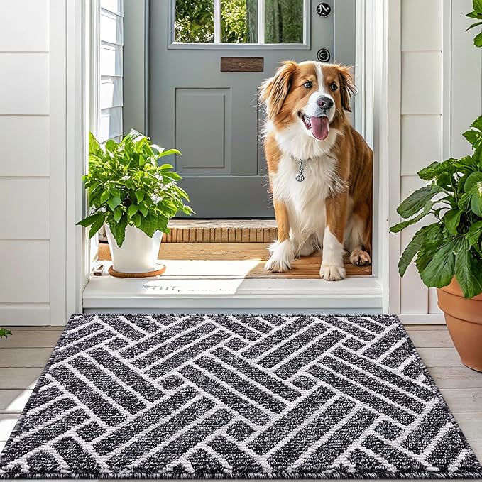 OLANLY Indoor Door Mat, 40x32 Inch, Dirt Resistant and Absorbent, Non-Slip Rubber Backing Floor Mats, Easy Clean Low-Profile Doormat for Entryway, Front Door, and Inside Entrance, Black