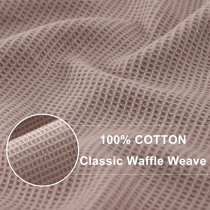 Homaxy 100% Cotton Waffle Weave Kitchen Towels - 8 Pack Soft and Absorbent Dish Towels - 16 x 26 Inches Quick Dry Hand Towels - Brown