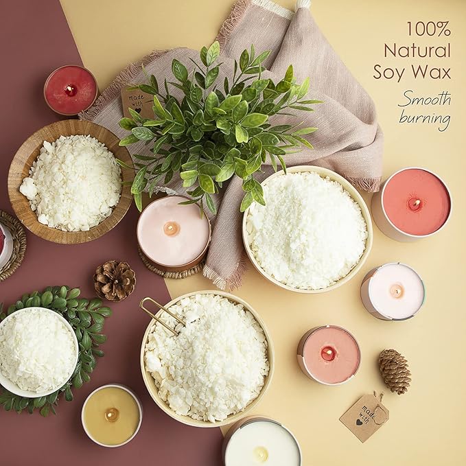 Hearth & Harbor Organic Soy Candle Wax for Candle Making, Premium 10 lbs Natural Candles Making Supplies, Beeswax-Free, Paraffin-Free, Pure Soy Wax Flakes Perfect for Candles, Tealights and Melts