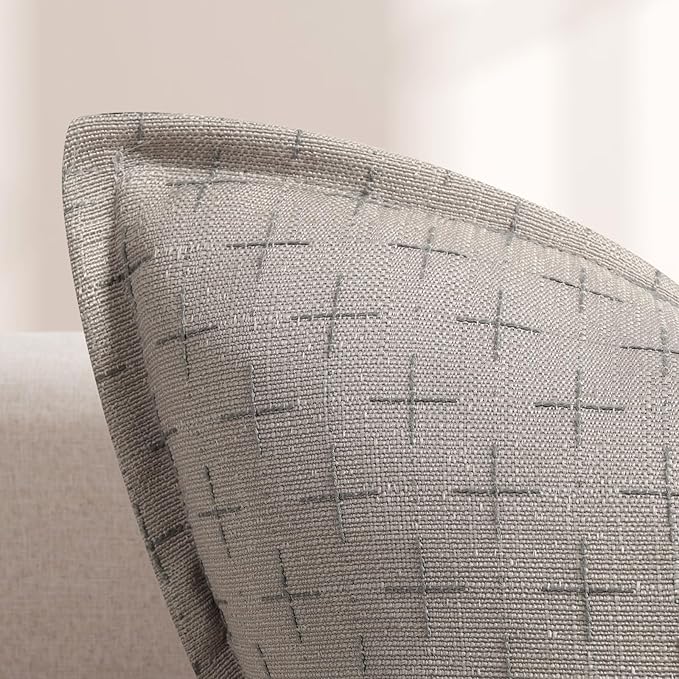 ZWJD Pillow Covers 18x18 Set of 2 Soft Polyester Textured Pillow Covers with Stylish Flange Edge Cozy Farmhouse Throw Pillows for Couch Bed Sofa Living Room