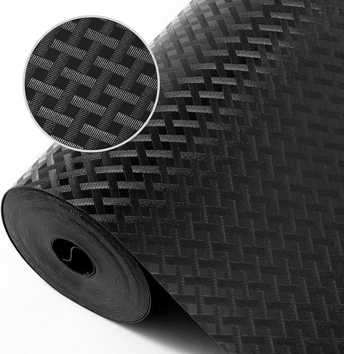 Shelf Liners for Kitchen Cabinets Refrigerator Liners Waterproof & Oil-Proof Kitchen Cupboard Liner Non-Slip Drawer Mats EVA Material Non Adhesive Fridge Liner for Shelves - Black 11.8 x 236.2 Inches