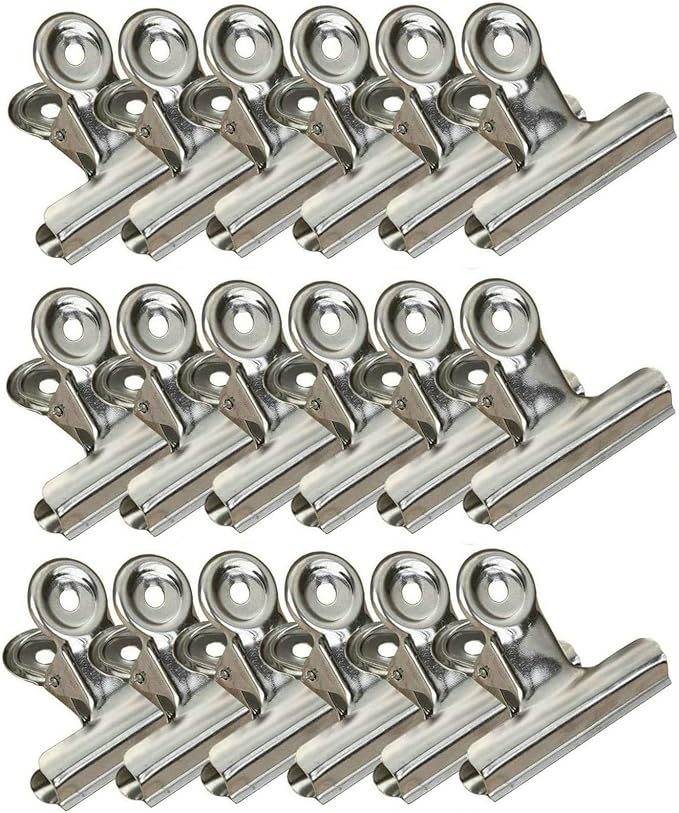 18 Pack Stainless Steel Chip Bag Clips Heavy Duty Food Bags Clamp Clips for Kitchen Office School(2.5In)