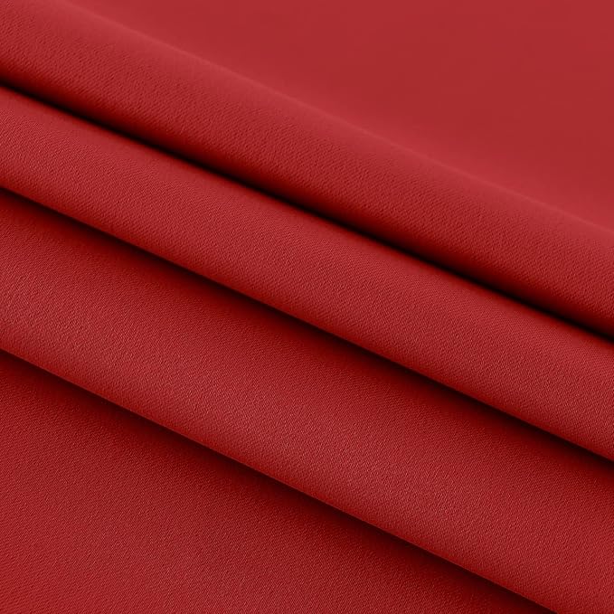 DWCN French Door Curtains – Rod Pocket Thermal Blackout Curtain for Doors with Glass Window, Christmas, Kitchen and Patio Doors for Privacy, 54 X 40 Inches Long, 1 Curtain Panel with Tieback, Red