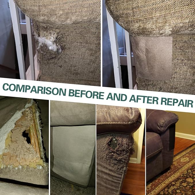 Azobur Couch Patch Repair Fabric,Microfiber Fabric, Self-Adhesive, for Sofa Repair and Upholstery, 2 Pieces, 9.5 x 11 inches (Light Brown)