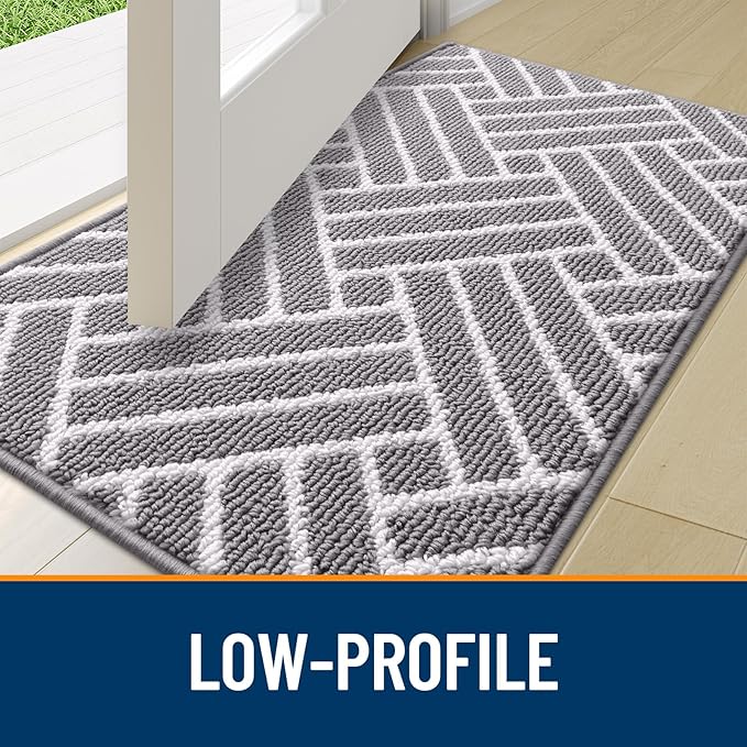 OLANLY Indoor Door Mat, 40x32 Inch, Dirt Resistant and Absorbent, Non-Slip Rubber Backing Floor Mats, Easy Clean Low-Profile Doormat for Entryway, Front Door, and Inside Entrance, Grey