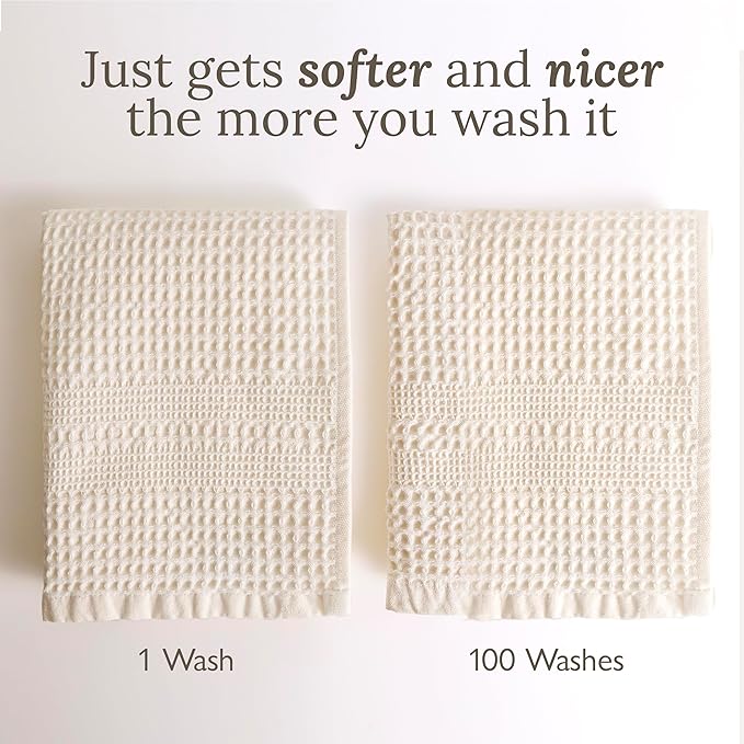 GILDEN TREE Waffle Hand Towels for Bathroom Quick Dry Towel Super Absorbent Thin 100% Cotton Hand Towels Lint Free, Hand Towels for Bathroom Set of 2, Classic Style (White)