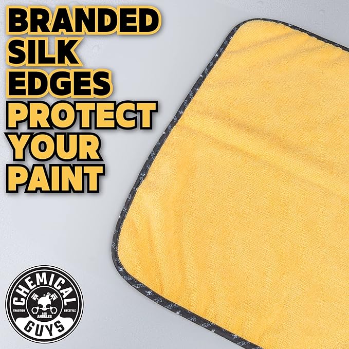 Chemical Guys MIC_506_24 Professional Grade Premium Microfiber Towels, Gold (16 Inch x 16 Inch) (Pack of 24) - Safe for Car Wash, Home Cleaning & Pet Drying Cloths