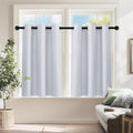 PONY DANCE White Kitchen Curtains 24 Inch Length, Room Darkening Panels Rod Pocket Privacy Drapes for RV Basement/Small Windows/Cafe, 2 Panels(2 Panels, W 29 x L 24 inches, Greyish White)
