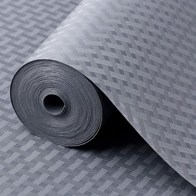 Shelf Liners for Kitchen Cabinets Refrigerator Liners Waterproof Kitchen Cupboard Liner Non-Slip Drawer Mats EVA Material Non Adhesive Fridge Liner for Shelves - Gray （11.8 x 236.2 Inches x 2 Rolls