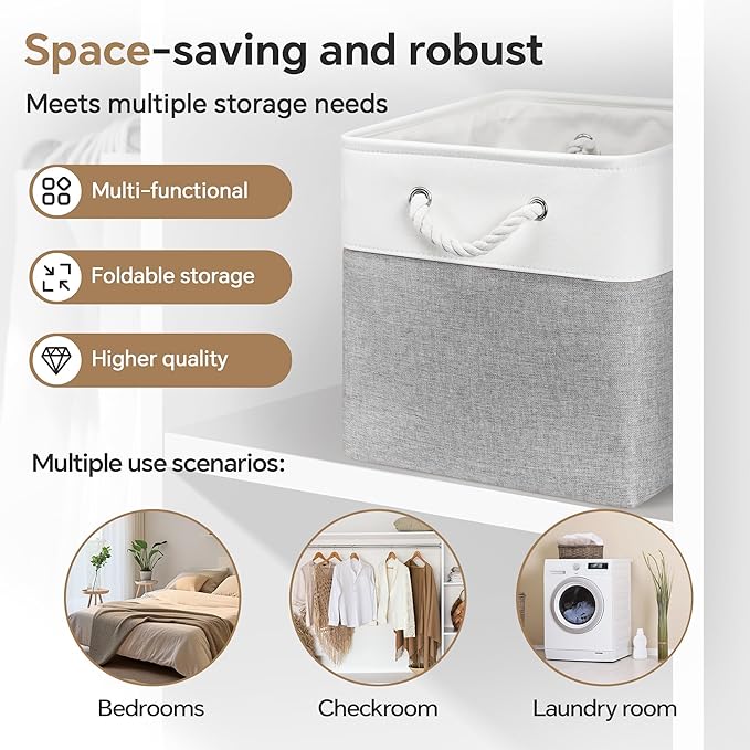 13x13 Inch Cube Storage Bins with Reinforced Bottom Cardboard, 6 Pack Large Collapsible Fabric Storage Cubes with Handles for Shelf, Closet, Toy, Laundry Organization (White&Gray)