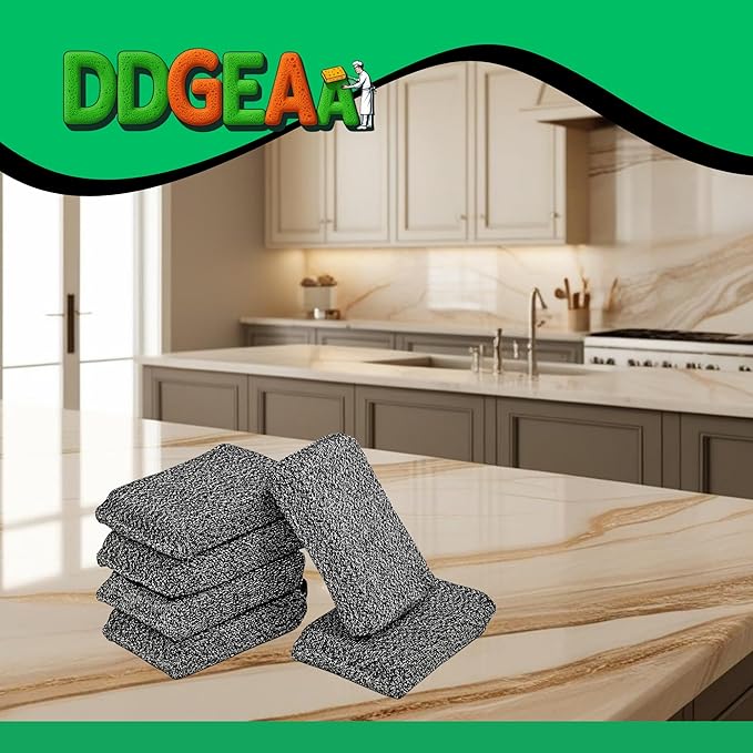 Heavy - Duty Kitchen Sponge - 20 Times More Durable, Scratch Free, Suitable for Non - Stick Cookware - Cut - Resistant, Multi - Purpose Cleaning Supplies for Home (4 Pack, Grey)