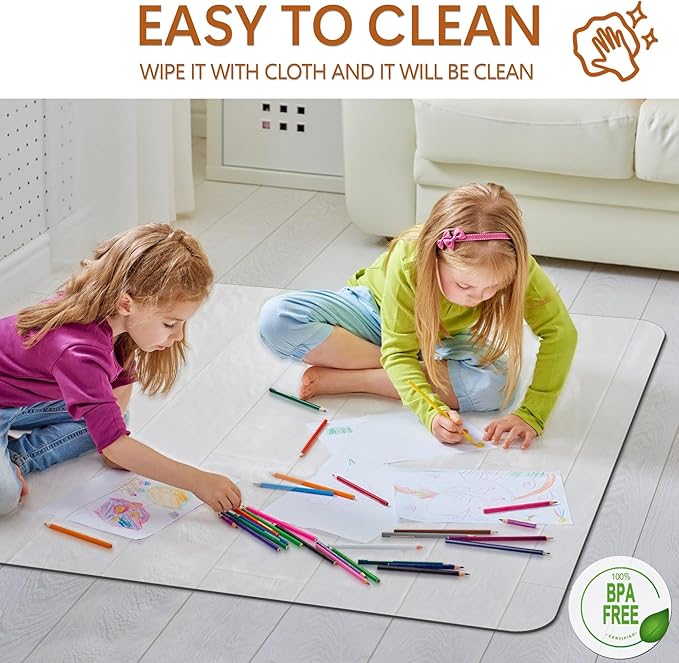 Large Office Chair Mat for Hardwood Floor- 46" x 72" Clear Computer Desk Chair Mat for Hard Wood/Tile Floors, Easy Glide Plastic Mat for Under Office Chairs on Hardwood for Work & Home