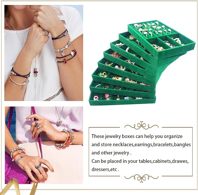 Jewelry Trays Organizer Set of 8 Stackable Jewellry Organizer Trays for Drawers Jewelryy Display Necklace Earring Bracelet