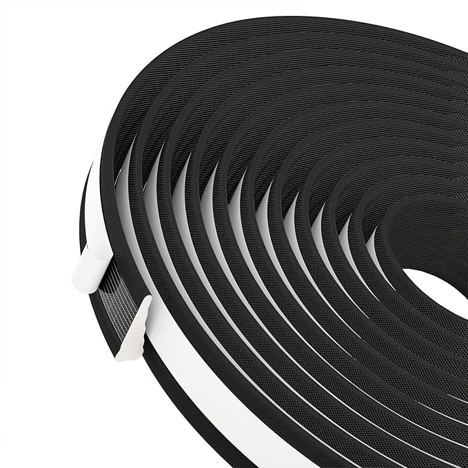 QDiShi 196" Wedge-Shape Weather Stripping Door Seal Weatherproof Foam Seals Self Adhesive Insulation Anti-Collision Strip Soundproofing Frame Insulation Tape Fits 0.13-0.31" Gaps(Black)