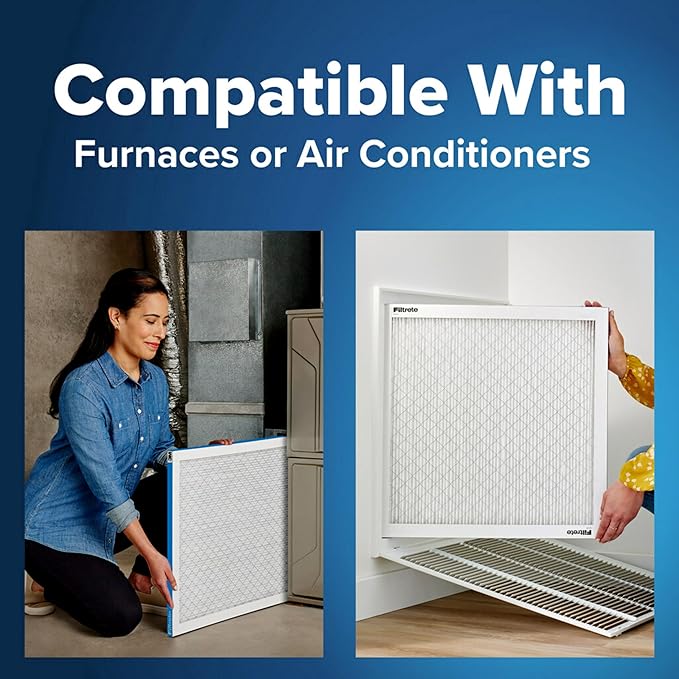 Filtrete 24x30x1 AC Furnace Air Filter, MERV 13, MPR 1900, Premium Allergen, Bacteria & Virus Filter, 3-Month Pleated 1-Inch Electrostatic Air Cleaning Filter, 6-Pack (Actual Size 23.81x29.81x0.78 in)