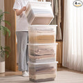 27 Quart Stackable Plastic Storage Bins with Lids,Container to Organize Shoes and Crafts on Closet Shelves,Garage, Totes, Tubs Boxes Organizing 4 Pack (4XL)