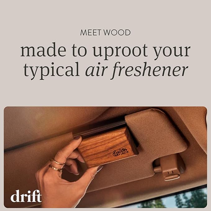 Drift Car Air Freshener - The Original Wood Air Freshener - Car Odor Eliminator - Long Lasting Scent - Auto Accessories - Metal Clip - Essential Oils - Clean Ingredients - Pine Scent Starter Kit