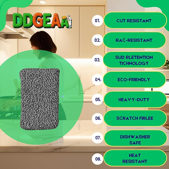 Heavy - Duty Kitchen Sponge - 20 Times More Durable, Scratch Free, Suitable for Non - Stick Cookware - Cut - Resistant, Multi - Purpose Cleaning Supplies for Home (4 Pack, Grey)