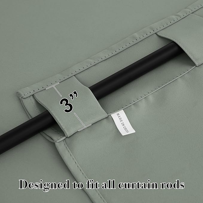 RYB HOME Sage Green Curtains for Bedroom, Blackout Thermal Insulated Drapes for Living Room Dining Office, Vertical Privacy UV Protection Drapery, 42 Inch Wide by 80 Inches Long, 2 Panels