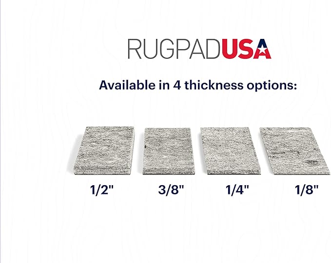RUGPADUSA - Dual Surface - 10'x14' - 1/2" Thick - Felt + Rubber - Non-Slip Backing Rug Pad - Adds Comfort and Protection - for Hard Surface Floors