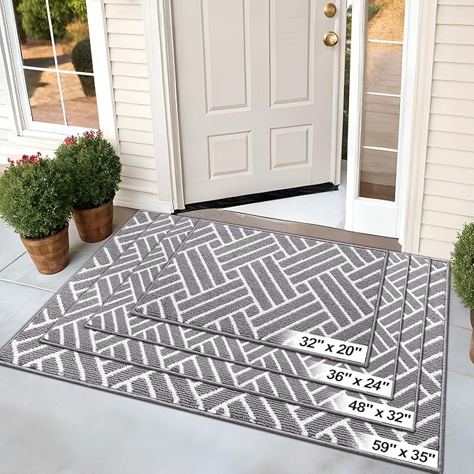 OLANLY Runner Indoor Door Mat, 59x23 Inch, Dirt Resistant and Absorbent, Non-Slip Rubber Backing Floor Mats, Easy Clean Low-Profile Doormat for Entryway, Front Door, and Inside Entrance, Grey