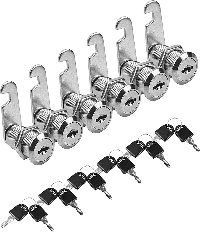 MoHern Cabinet Locks, 6 Pcs Keyed Alike 1-1/8 Inch (30mm) Cylinder Locks, Zinc Alloy Cam Lock with Keys for Cabinet, Drawer, RV and More