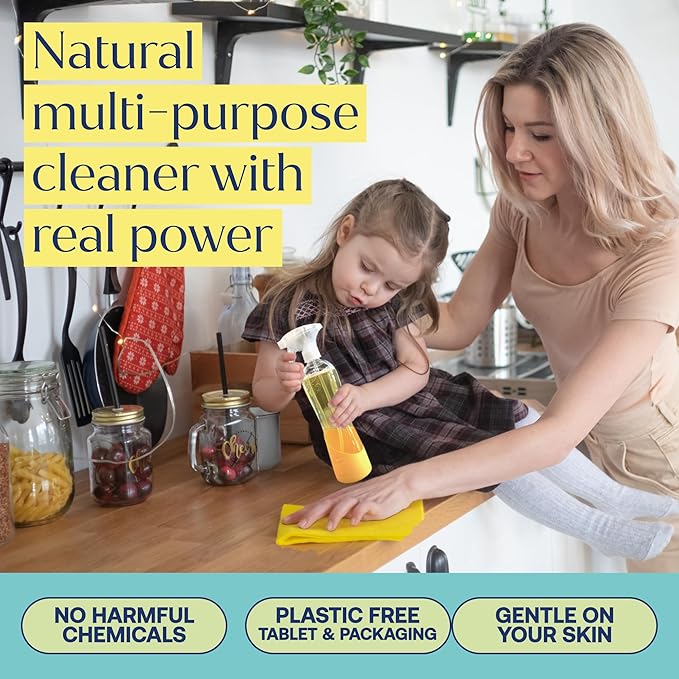 Multi-Surface Cleaning Spray Refill - All-Purpose Cleaner Spray- Natural Cleaning Products - Plant-Based - No Harsh Chemicals - Citrus Scent- Makes 4x 16.09 fl oz bottles (Bottle Not Included)