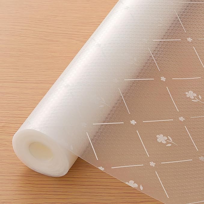 INNOLITES Shelf Liners for Kitchen Cabinets, Non Adhesive Drawer Cabinet Liner, Waterproof Oil-Proof Non-Slip Shelf Liner for Kitchen Pantry Refrigerator 17.7" x 360"