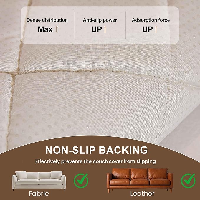 OTOB Couch Covers for 3 Cushion Sofa Pet Friendly, All Seasons Non Slip Plush Fuzzy Sofa Covers Washable, Soft Cozy Dog Bed Mat Sofa Slipcovers Furniture Protector (Cream, 27.6" x 82.7")