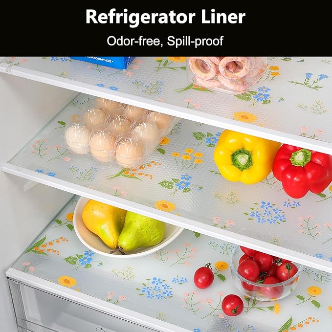 INNOLITES Non-Slip Shelf Liner – Cabinet & Drawer Liner Non-Adhesive – Waterproof Oil-Proof – Durable EVA with Floral for Kitchen Cabinets Refrigerator – BPA-Free, Easy to Cut 17.7" x 78.7"