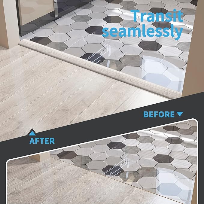 Art3d Self Adhesive Vinyl Floor Transition Strip, Laminate Floor Strip Floor Flat Divider Strip for Joining Floor Gaps,Carpet Threshold Transition,Floor Tiles (4 FT, 1.57in, White-Washed)