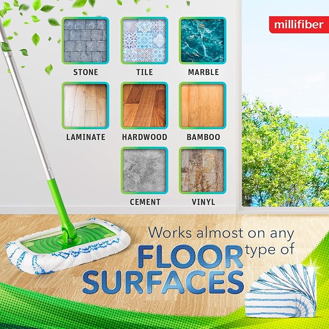 Microfiber Reusable Mop Pads Compatible with Swiffer Sweeper (2-Pack) Washable Mop Pads for Wet & Dry Use (Handle is Not Included)