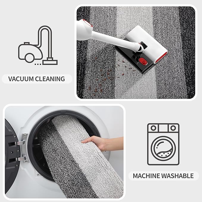 Kitinjoy Indoor Outdoor Door Mat, 24x16 Non-Slip Absorbent Dirt Trapper, Low-Profile Washable Inside Entrance Front Floor Mat, Sturdy Soft Entry Doormats for Entryway, Grey