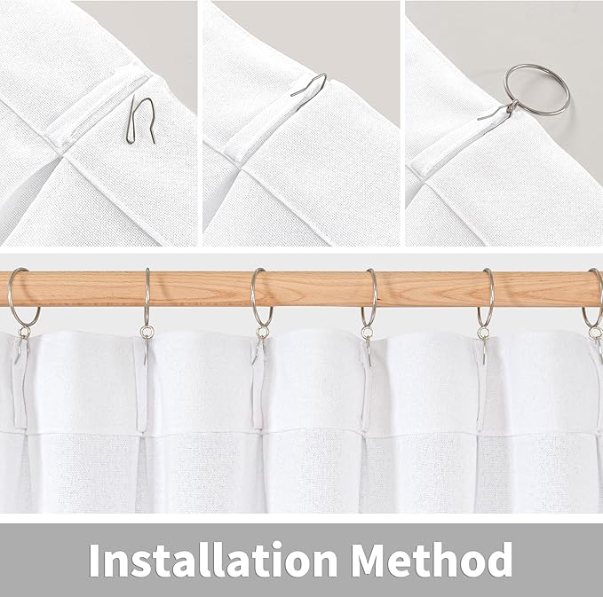 YoungsTex White Linen Semi Sheer Curtains for Living Room 84 Inch Length 2 Panels - Light Filtering Drapes with Pinch Pleated for Bedroom Dining Office Back Tab Window Treatments, 40 X 84 Inch