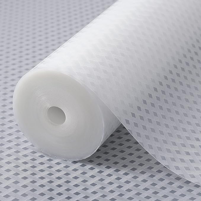 Shelf Liners for Kitchen Cabinets Refrigerator Liners Waterproof & Oil-Proof Kitchen Cupboard Liner Non-Slip Drawer Mats EVA Material Non Adhesive Fridge Liner for Shelves -Clear 11.8 x 393.7 Inches