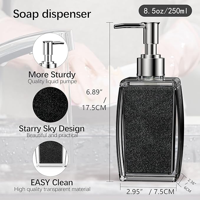 White Soap Dispenser with Refillable Plastic Pump for Bathroom Sink or Kitchen Counter, Ideal for Hand Soap, Liquid Soap, Dish Soap, or Lotion Use