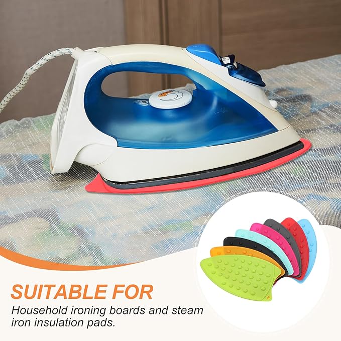 PATIKIL Silicone Iron Rest Pad, 2 Pcs Multipurpose Hot Heat Resistant Iron Rest Plate Protective Pad for Ironing Board Hot Resistant Steamer Steam Compact Mat, Red