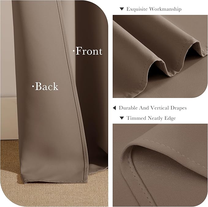 PONY DANCE Blackout Curtain Panels - Window Treatments Room Darkening Thermal Insulated Drapery with Grommets for Living Room Bedroom, W 55" x L 102", Chocolate Brown, 2 Pieces