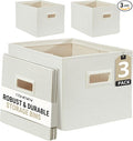 DECOMOMO Storage Bins for Shelves Robust Fabric Closet Bins for Shelves Toy Storage Clothes Books (Pack of 3 – Beige)