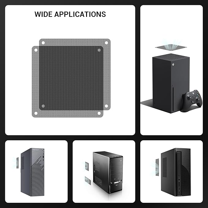 140mm Fan Dust Filter PC, 10Pack PVC Computer Dust Filter Mesh Dustproof Case Cover PC Cooler Fan Filter Grills with 40pcs Screws for Computer Cooler (PVC, 140 * 140mm, 10pcs, Black)