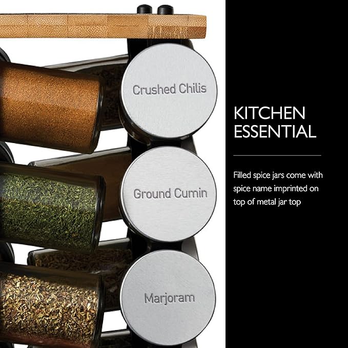 Cole & Mason Blyth Spice Rack Carousel, 16 Jar, Bamboo